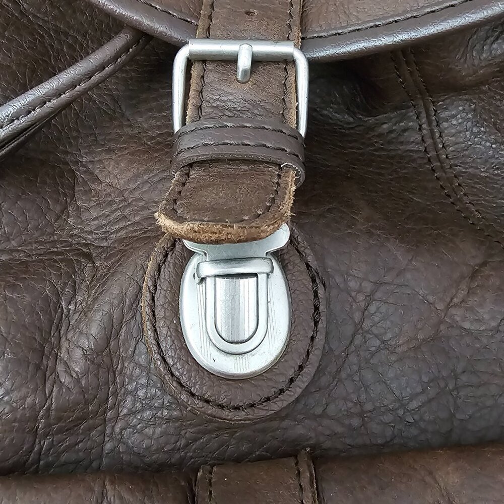 Marlboro Vintage Leather Drawstring Boho Unlimited Promo Large Brown Backpack - Picture 6 of 14